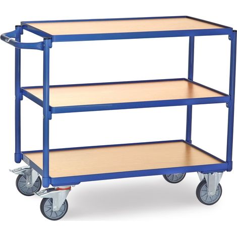 Fetra Tischwagen mit Holzwerkstoffplatten 3 Etagen mit rechteckige Ladeflächen 850x500mm (1/2)