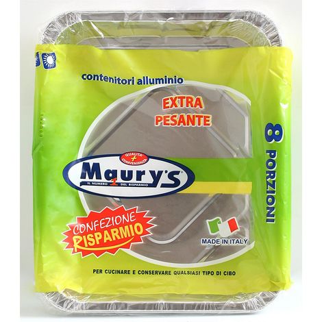 MAURY'S CONTENITORE PER ALIMENTI IN ALLUMINIO 8 PORZIONI 3PZ EXTRA PESANTE