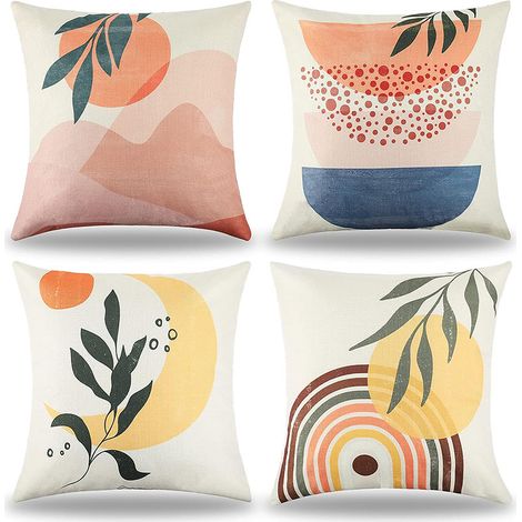 Housse de coussin bohème en lin, motif géométrique abstrait, rétro, pour décoration de salon et chambre, 45x45 cm.