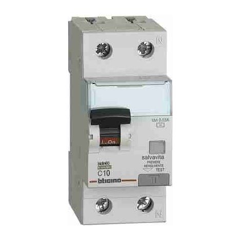 BTIGN8813AC10 Interruttore magnetotermico differenziale BTDIN60 1P+N tipo AC - In= 10A - Idn= 0.03A