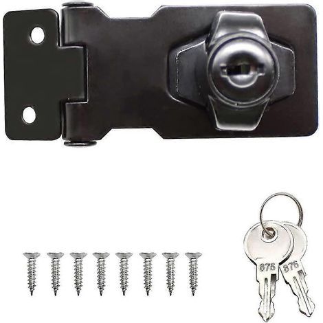 Loquet de verrouillage en métal noir, dispositif de verrouillage de porte avec clé pour portes d'entrée, portes d'abri, armoires, boîtes, meubles (1/5)