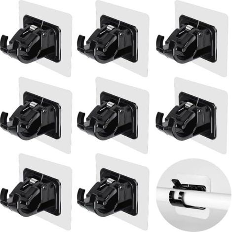 Set mit 8 Gardinenstangenhalterungen, kein Bohren erforderlich, selbstklebend, geeignet für Küche, Gardinen, Badezimmer, Schlafzimmer (1/5)