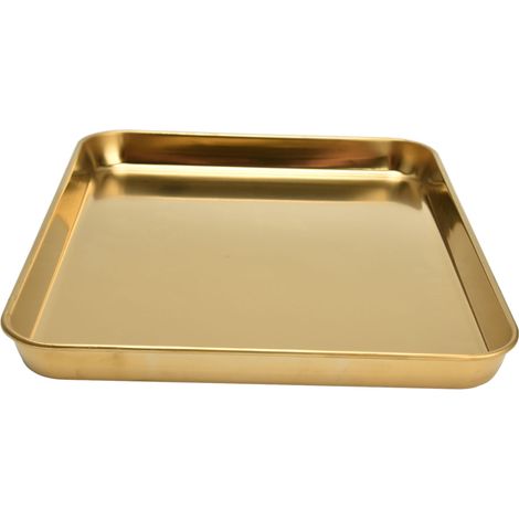 Rechteckiges Tablett aus Edelstahl mit flachem Boden, ideal für Restaurant und Haushalt, goldfarbenes Tablett mit flachem Boden (1/5)