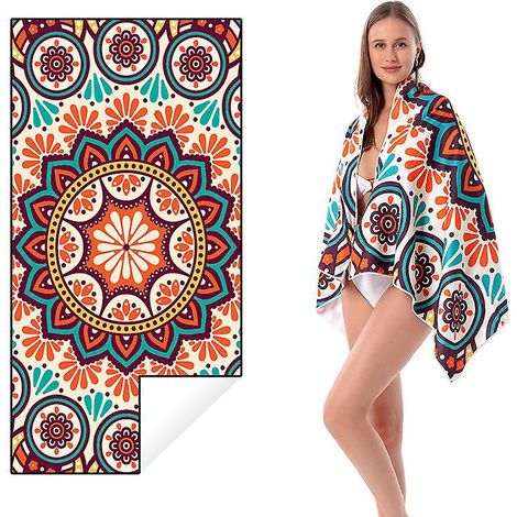 serviette De Plage Schage Rapide En Microfibre Nano Avec Sac De Transport, Serviette D'impression, Serviette Sans Sable, Serviette Super Absorban (1/5)