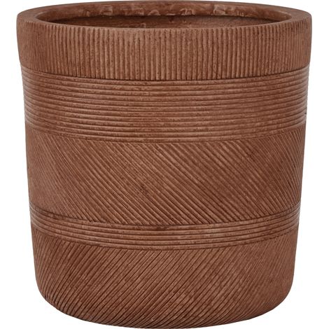 Maceta redonda de fibra de arcilla en relieve patrón marrón dorado ⌀ 36 cm Voula (1/5)