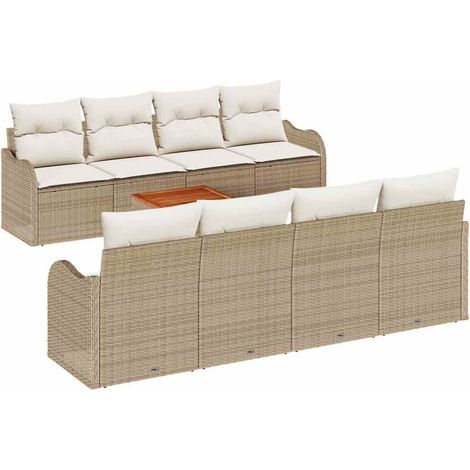 Maison Exclusive - Gartensofa-set mit Kissen 9 pcs Beige Poly-Rat