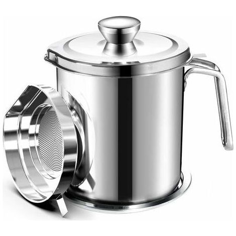 Pour Usage Général - Oil Pot de graisse pour bidon de stockage en acier inoxydable avec bidon de 2 litres en Couvercle anti-poussière pour tamis à mailles fines Plaque antidérapante stockage d'huile d (1/5)