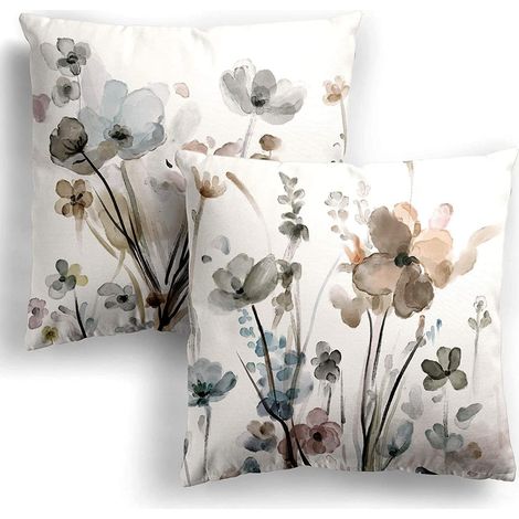 Funda de cojín floral de 45 x 45 cm para sofá - Funda de almohada cuadrada lavable a máquina para sala de estar y dormitorio. (1/5)