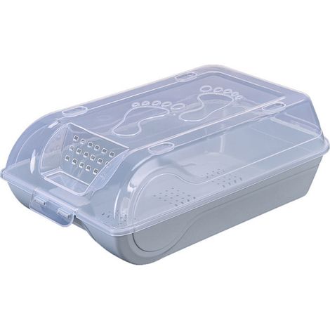 Transparente Schuhbox mit Deckel, stapelbar und atmungsaktiv, ideal zur Aufbewahrung und platzsparenden Nutzung im Eingangsbereich, Kleiderschrank, Schlafzimmer oder Hotel. (1/5)
