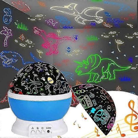 Dinosaurier-Nachtlicht für Kinder, eingebauter Projektor mit 12 Liedern, 360°-Drehung und 16 farbigen Lichtern, ideal für Geburtstage und Kinderpartys. (1/4)
