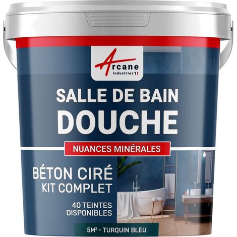 BETON CIRÉ: Kit BETONBESCHICHTUNG | KUNSTHARZ-BETON  Badezimmer begehbare Dusche - Wasserdichte Beschichtung - Turquin-Blau - 5 m²-Kit (2 Schichten)