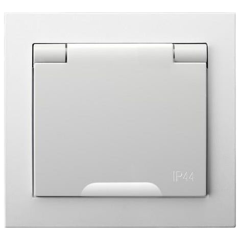 Enchufe Kier antisalpicaduras con tapa transparente IP44, color blanco GPH-1WZ/00/w