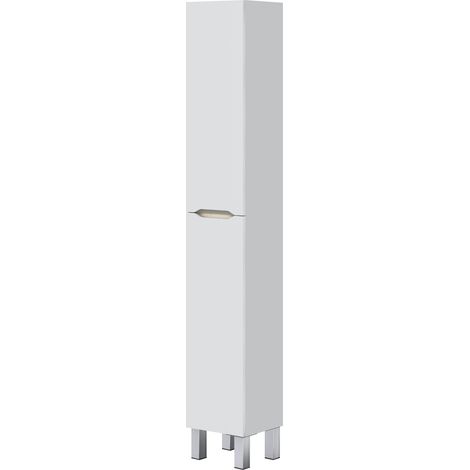 Mobile Colonna Trogir, 3 Ripiani, 2 Ante, Reversibile, 30x25x182h cm Bianco Lucido