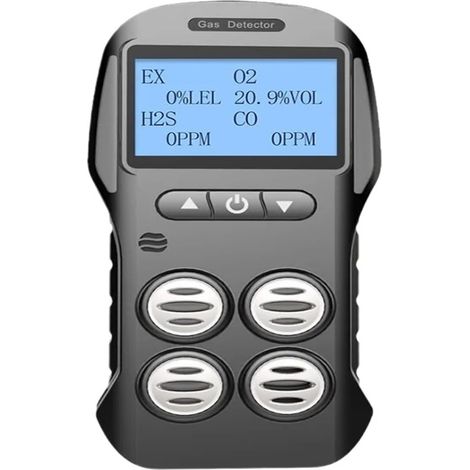 Détecteur de gaz Multi-gaz Détecteur de gaz Multiple Compteur de gaz O2 H2S CO LEL 4 en 1 Oxygène Sulfure d'hydrogène Monoxyde de Carbone Détecteur de Fuite de gaz Combustible(Gas Detector) (1/5)