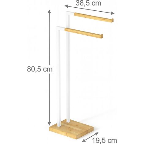 Pratico portasciugamani da terra a due barre bagno 80,5 x 38,5 x 19,5 cm in metallo nero 130017557