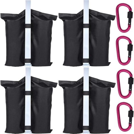 4 Sandbags and 4 Carabiners - Used to Increase the Leg Weight of Pop-Up Gazebos, Garden Tents, Parasols, Trampolines (1/5)
