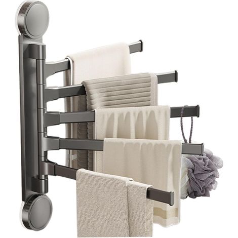 Porte-serviettes rotatif Cadre mural , tige en aluminium , bras de séchage avec structure , solution
