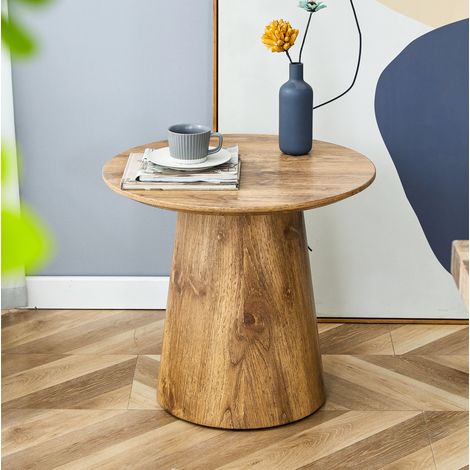 Tisch rund aus MDF in Holzoptik, Ø 50 cm, Höhe 48 cm, kompakter Beistelltisch (1/5)