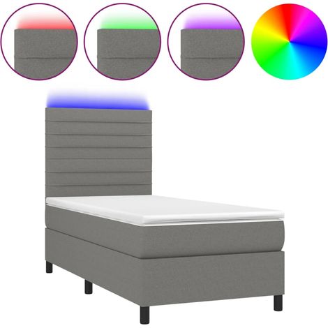 Maison Exclusive - Boxspringbett mit Matratze & LED Dunkelgrau 80