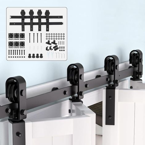 Kit ferrures porte coulissante pliante 4 vantaux 152cm charge 180kg noir (1/5)