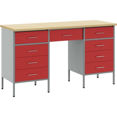 Werkstattaufbewahrung vidaxl 3 Stück Holz und Stahl 150x55x85 cm