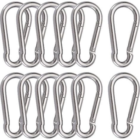 12 Pièces Mousquetons M6 Mousqueton INOX 304 Crochet Mousqueton Boucle à Ressort pour Suspendre Crochet Fixe 60 x 6 mm (1/5)