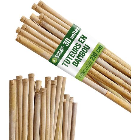 30 - Tuteur En Bambou - Support De Plante - Pour Potager Et Plantes Grimpantes - Résistant Aux Intempéries - Naturel - 210x1,5cm