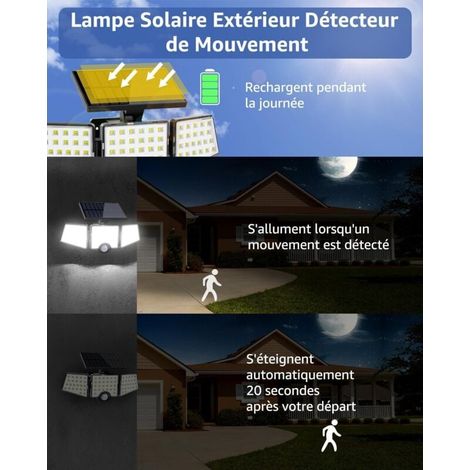 Leistungsstarke 1200-lm-Solar-Außenleuchte mit Bewegungsmelder, 3 Leuchtenköpfen, IP65 wasserdicht, ideal für Veranda, Garten und Terrasse. (1/4)