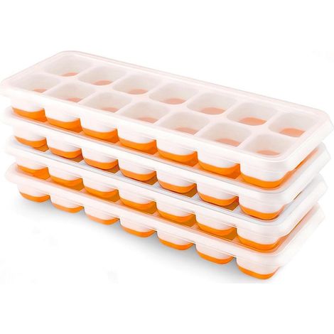Eiswürfelform Silikon 4er Pack mit Deckel, stapelbar, BPA-frei, LFGB-zertifiziert (1/5)