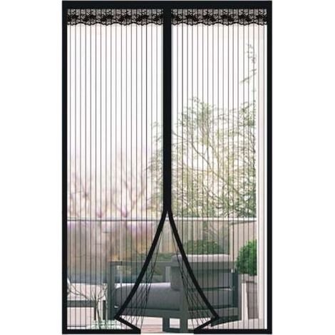 Moustiquaire de Porte Magnétique Rideau de Porte Antimoustique avec Fermeture Aimantée Sans Perage pour Porte de Balcon, porte Cave, Porte de Terrasse (Noir, 100 210cm) (1/4)