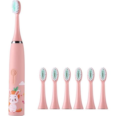 Ynkkvre - Brosse à dents électrique pour enfants - Vibrations douces - Jusqu'à 18 000 vibrations par minute pour un nettoyage en douceur - 1 - rose (1/5)