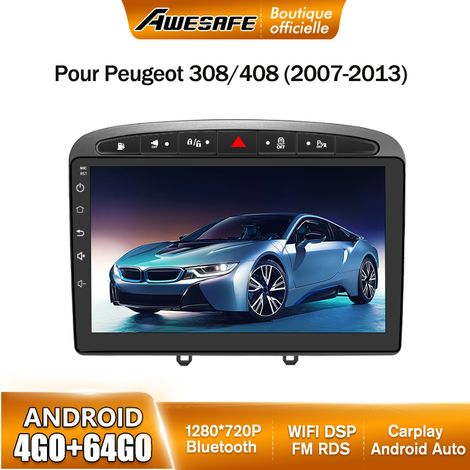 AWESAFE Autoradio Android 13 pour Peugeot 308/408 (2007-2013) 4Go+64Go 9'' Écran Tactile GPS Android Auto WiFi Gris (1/5)