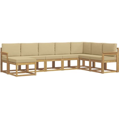Conjunto de sofás de exterior con cojín 8 pcs y Beige vidaXL