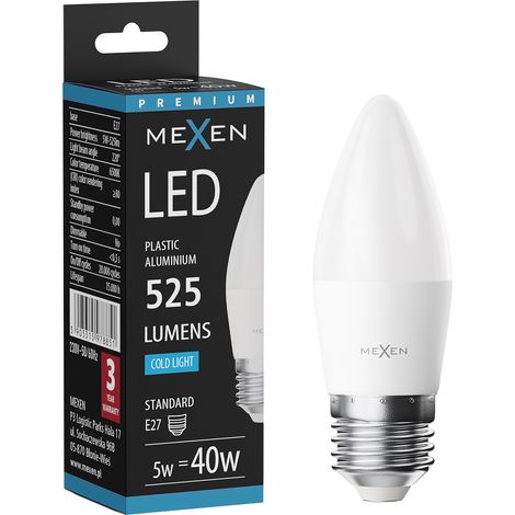 Mexen Nova Bombilla LED E27, C37, 5W, Fr铆a - 6500K, 525 lm - L102-E27-0565-01 (1/5)