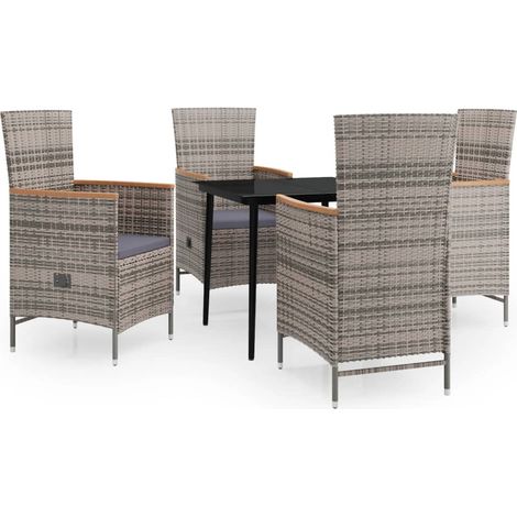 Maison Exclusive - 5-tlg. Garten-Essgruppe mit Kissen Grau