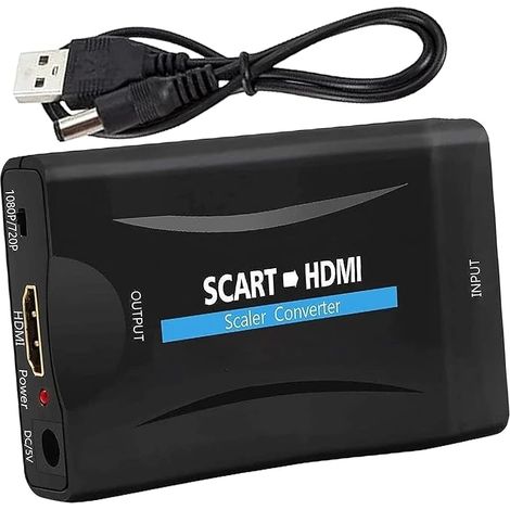 Wangos Adaptateur convertisseur péritel HDMI Full HD 720p/1080p Plug and Play DVD/Sky Box/N64/VHS/PS4/VCR/Wii HDTV/projecteur/moniteur (1/5)