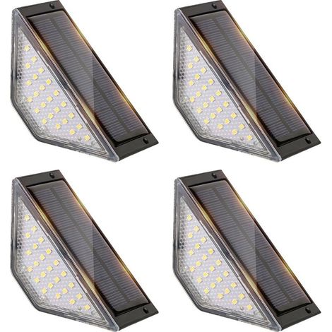 Lot de 4 lampes solaires pour jardin extérieur, lampes de jardin LED pour décoration de cour, terrasse, clôture, chemin, marches et escaliers, lampadaires LED IP65 étanches pour extérieur (1/5)