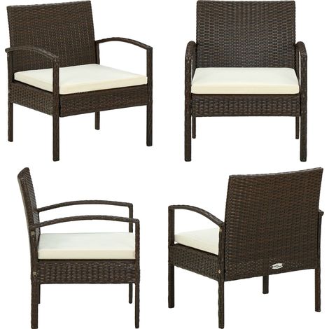 Chaise de jardin avec coussin Résine tressée Marron - Chaises De Jardin - Chaises Extérieures - Mobilier De Jardin - Décoration Extérieure - Résine Tressée - Home & Living (1/5)