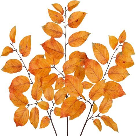 Set mit 3 künstlichen Herbstlaubzweigen, 75 cm, für Zuhause, Küche, Bauernhof, Tischdekoration, Kamin, Schlafzimmerdekoration, orange