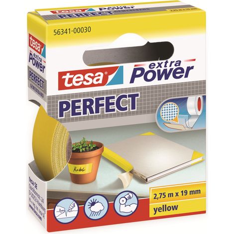 tesa extra Power Gewebeband Perfect 2,75 m x 19 mm, gelb Montageband
