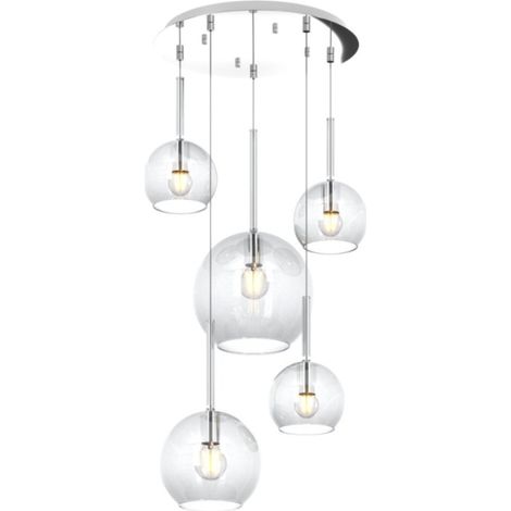 Plafoniera moderna top light future 1155 s5 tmix e27 led vetro pirex soffiato lampada soffitto, vetro trasparente (1/5)