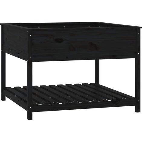 Vassoio per fioriera aiuola rialzata piante fiori terrazza giardino e scaffale 111,5 x 111,5 x 81 cm legno massello di pino nero 020038614