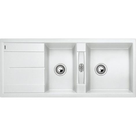 Weißes manuelles einbauwaschbecken 80 cm mit siphon - Blanco - 513260