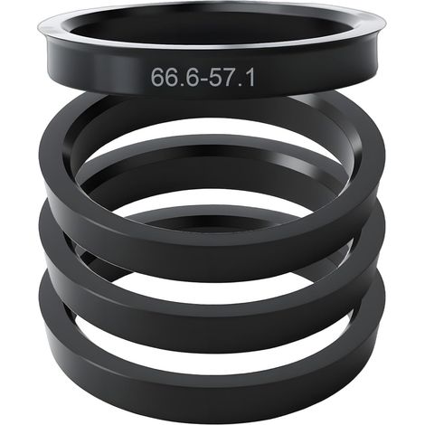 4 Pieces Centre Rings 66.6 to 57.1 Black Plastic Wheel Centre Rings Universal Fit for Vibration Reduction Wheel Rims (1/5)