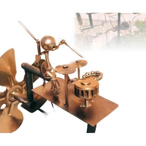 Moulin à vent décoratif pour jardin avec tambour, moulin à vent musical en métal fait main pour percussionniste (1/5)