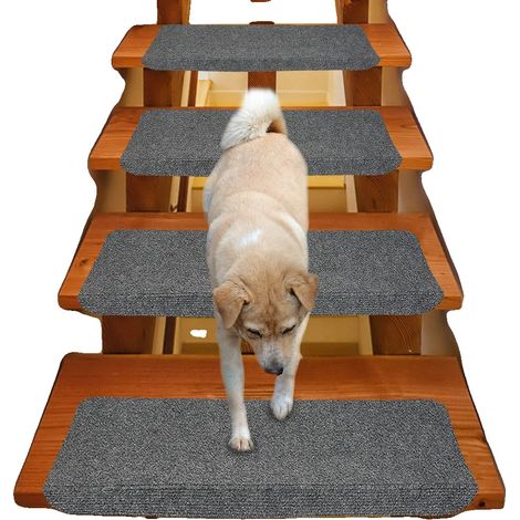 Alfombra para escaleras, antideslizante, lavable, GRIS (1/2)