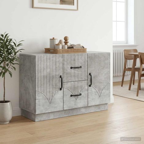 Buffet gris béton 2 tiroirs 2 portes en bois d’ingénierie 89 x 34,5 x 57 cm - PANGIVO (1/5)