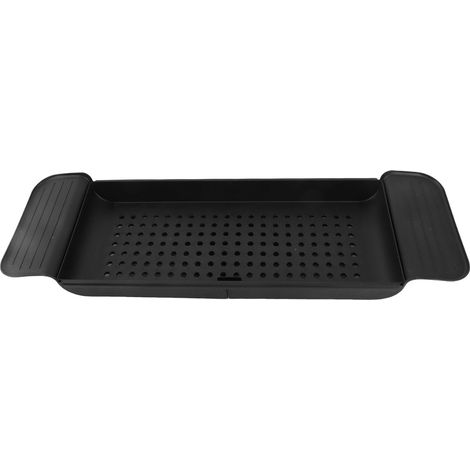 Plateau de baignoire stable et extensible en plastique avec système d'évacuation de l'eau, pour salle de bain, noir. (1/5)