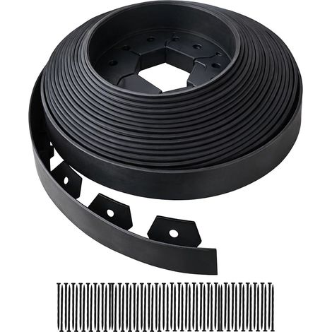 Relaxdays Bordura per prato, 20 m x 5 cm, flessibile, 60 picchetti, nero