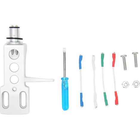 Support Stylo Vinyle en Alliage d'Aluminium pour Cartouche Phonographe avec 4 Fils de Connexion - Blanc (1/5)